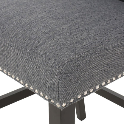 Vienna Contemporary Fabric Tufted Wingback 27 Inch Counter Stools, Set of 2, Charcoal and Dark Brown