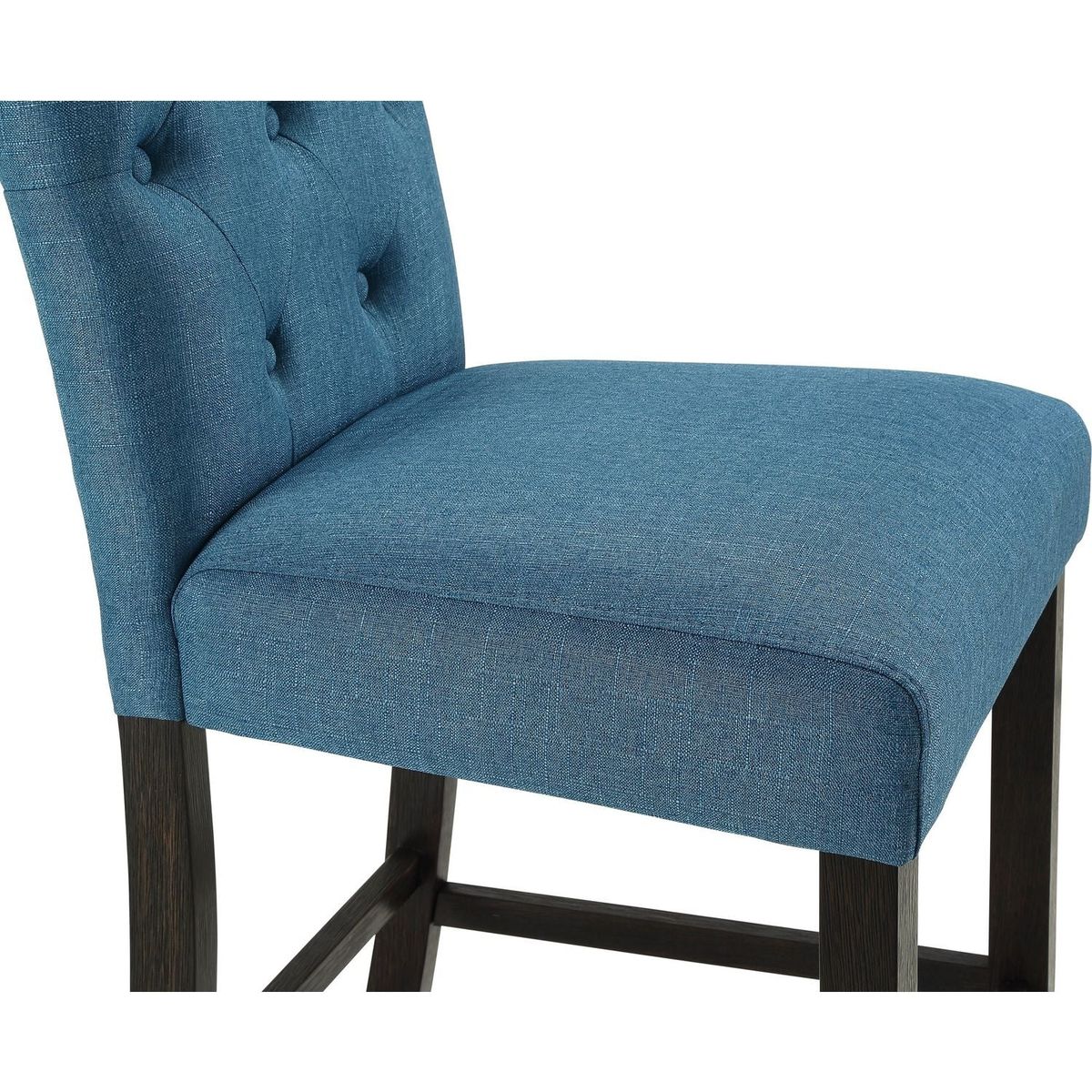 Leviton Solid Wood Tufted Asons Counter Height Stool, Set of 2, Blue