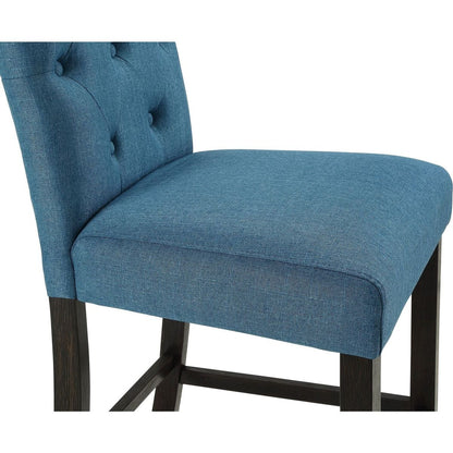 Leviton Solid Wood Tufted Asons Counter Height Stool, Set of 2, Blue
