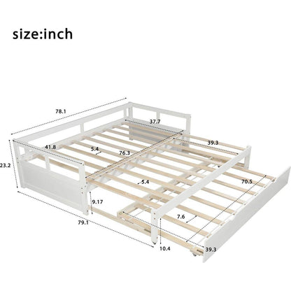 Extending Daybed with Trundle, Wooden Daybed with Trundle, White