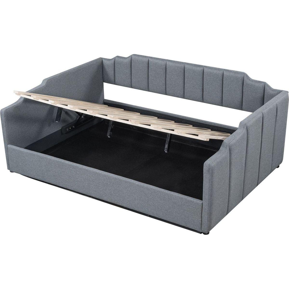 Upholstered Daybed with Underneath Storage,Full Size, Gray