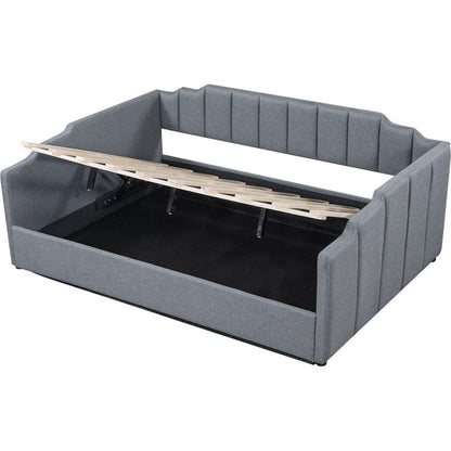 Upholstered Daybed with Underneath Storage,Full Size, Gray