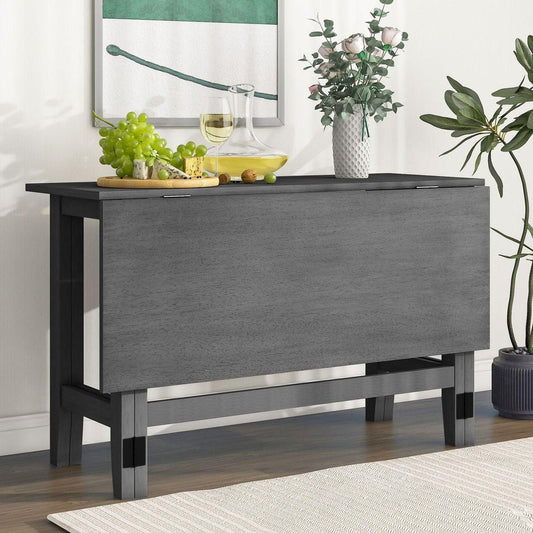 Farmhouse Wood Extendable Dining Table with Drop Leaf for Small Places, Gray