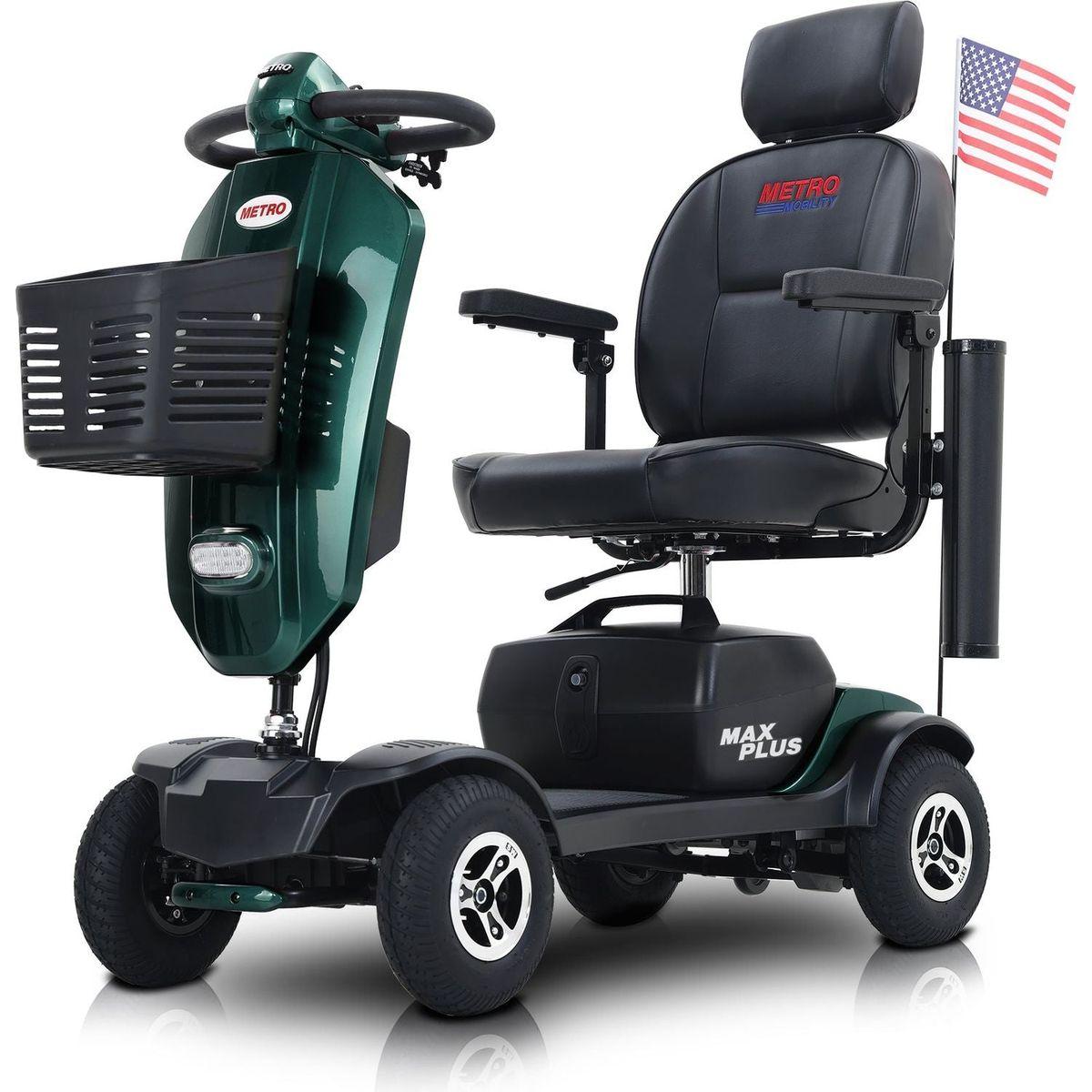 MAX PLUS EMERALD Wheels Outdoor Compact Mobility Scooter with 2pcsx20AH Lead acid Battery, 16 Miles, Cup Holders & USB charger Port