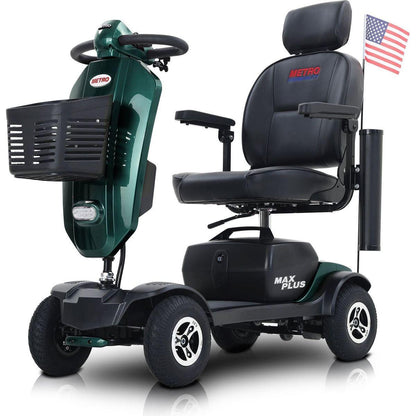 MAX PLUS EMERALD Wheels Outdoor Compact Mobility Scooter with 2pcsx20AH Lead acid Battery, 16 Miles, Cup Holders & USB charger Port