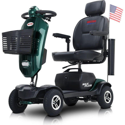 MAX PLUS EMERALD Wheels Outdoor Compact Mobility Scooter with 2pcsx20AH Lead acid Battery, 16 Miles, Cup Holders & USB charger Port
