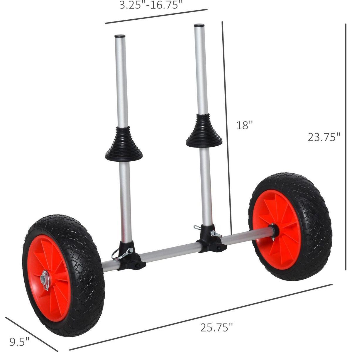 Soozier Universal Kayak Cart, Trolley Trailer Kayak Wheels with Strong Aluminum Frame, Adjustable Width Crossbar, & Large Tires