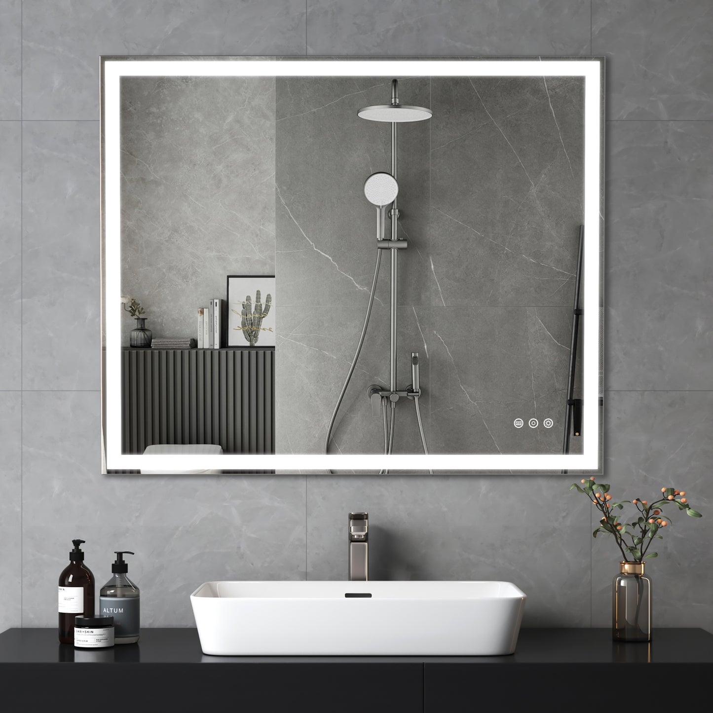 30x36 inch LED Bathroom Vanity Mirror Wall Mounted Adjustable White/Warm/Natural Lights Anti-Fog Touch Switch with Memory Modern Smart Large Bathroom Mirrors