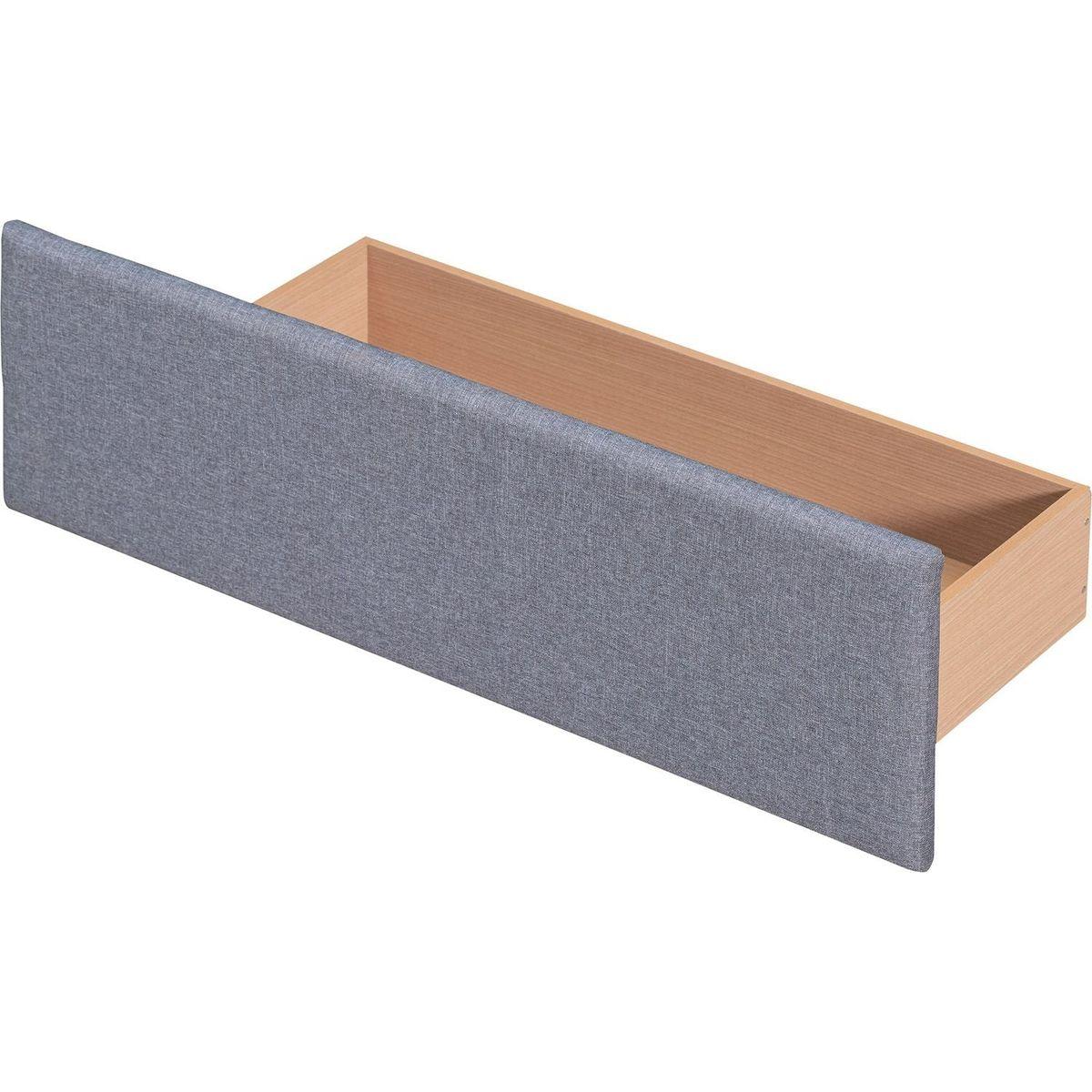 Upholstered Platform Bed with Classic Headboard and 4 Drawers, No Box Spring Needed, Linen Fabric, Queen Size Dark gray