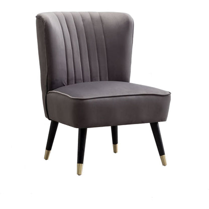 Elon Contemporary Velvet Upholstered Accent Chair, Gray