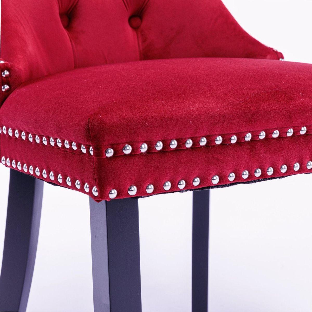 Classic Velvet Dining Chairs, High-end Tufted Solid Wood Contemporary Velvet Upholstered Dining Chair with Wood Legs Nailhead, SET OF 2,Burgundy, Wine Red