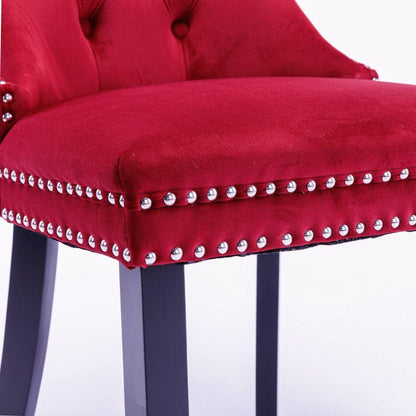 Classic Velvet Dining Chairs, High-end Tufted Solid Wood Contemporary Velvet Upholstered Dining Chair with Wood Legs Nailhead, SET OF 2,Burgundy, Wine Red