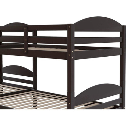 Twin L-Shaped Bunk bed with Trundle-Espresso{O