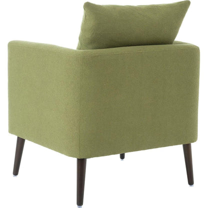 Barrel Chair, Modern Accent Chair, Fabric Armchair Club Chair,Upholstered Arm Chair with Solid Wood Legs,Waist Pillow,Padded Single Chair for Living Room/Bedroom/Study/Waiting Room,Olive Green