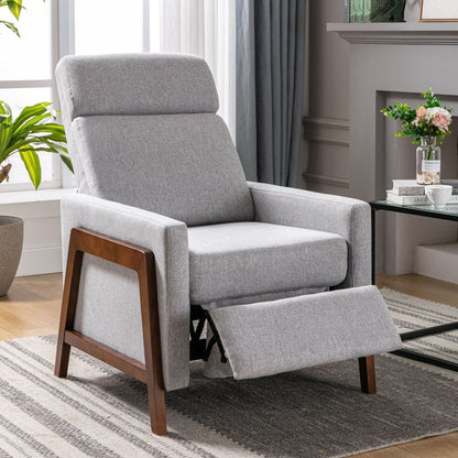 Wood-Framed Upholstered Recliner Chair Adjustable Home Theater Seating with Thick Seat Cushion and Backrest Modern Living Room Recliners, Gray