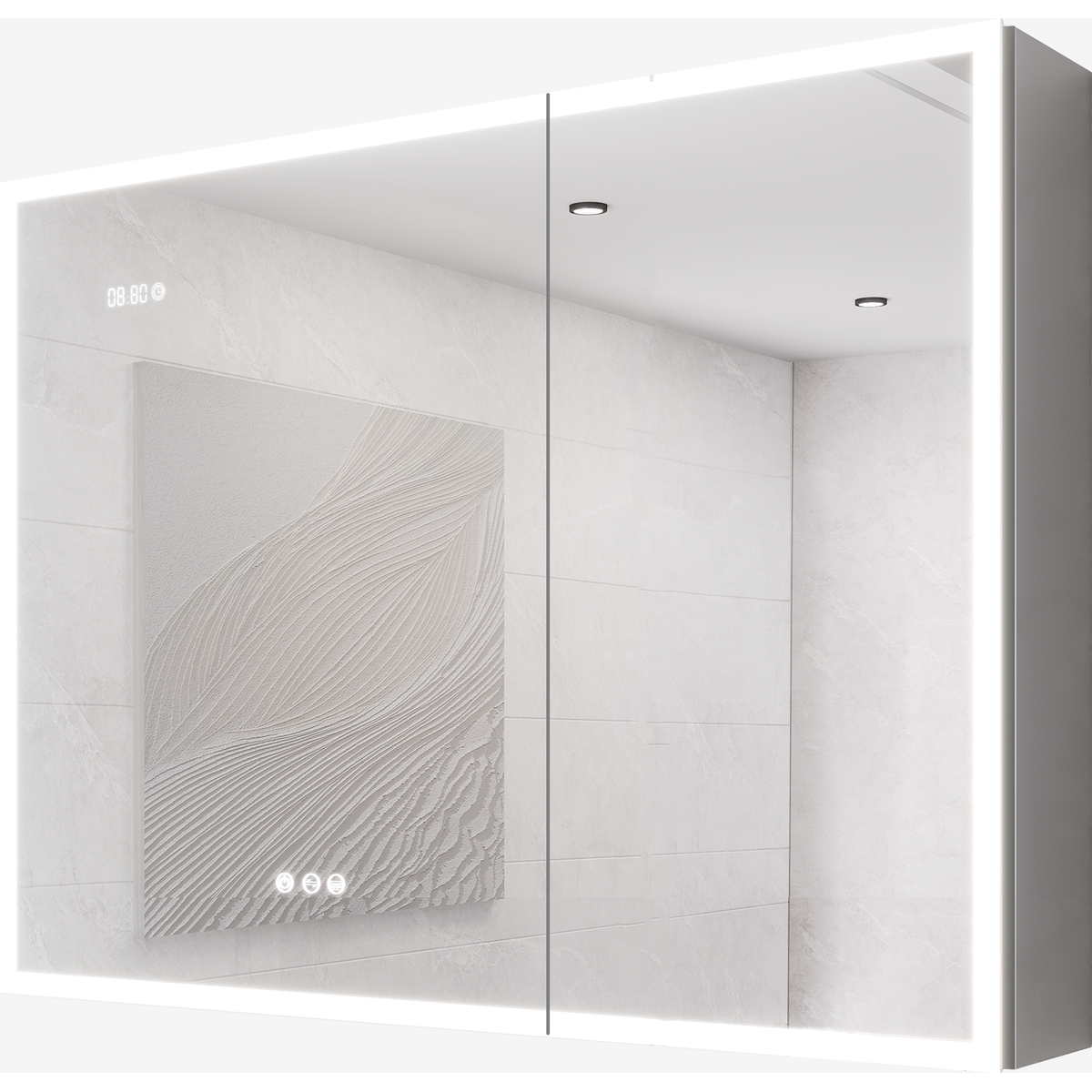 Bathroom Medicine Cabinet with Lights, 36x24 Inch LED Medicine Cabinet with Mirror, Double Door Lighted Medicine Cabinet with Defogger, Dimmer, Clock & Temp Display, 2 Outlets & USB Ports