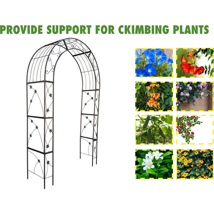 Metal Garden Arch Garden Arbor Trellis Climbing Plants Support Arch Outdoor Arch Wedding Arch Party Events Archway Black