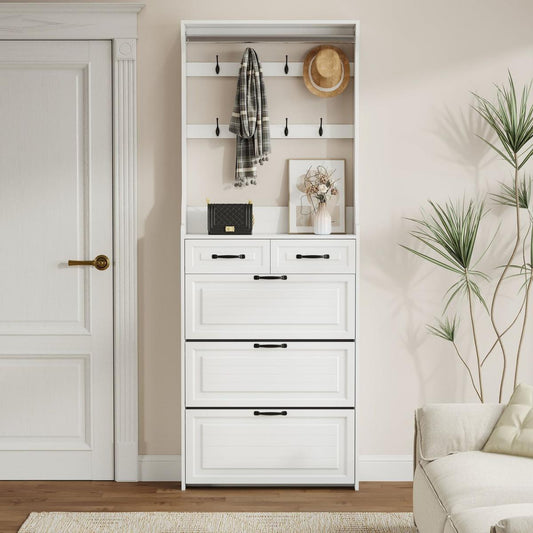 NEW White color shoe cabinet  with 3 doors 2 drawers with hanger,large space for storage