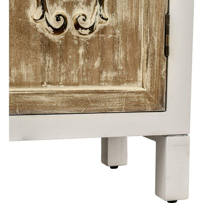 Hand-Carved Accent Cabinet with Vintage Charm - Versatile Storage and Distinctive Design - Fully Assembled