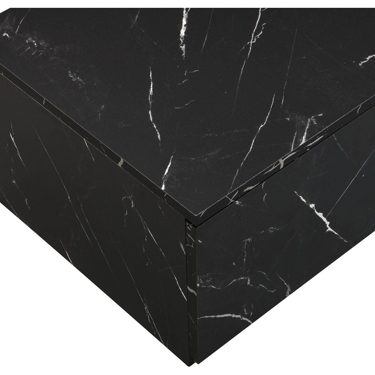 TV Stand with Faux Marble and Walnut Wood Grain Finish for TVs up to 88", Modern Free-Combination Entertainment Center with 4 Storage Drawers for Living Room, Black