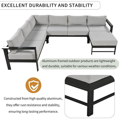 U-shaped multi-person outdoor sofa set, suitable for gardens, backyards, and balconies.