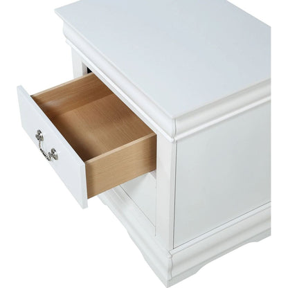 1pc White Finish Two Drawers Louis Philip Nightstand Solid Wood Contemporary & Simple Style