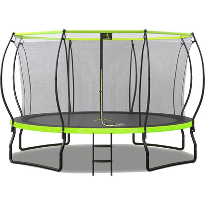 New Design 14FT Trampoline for Kids with Upgraded Arc Composite Pole and Safety Enclosure Net, Ladder and 8 Wind Stakes, Round Outdoor Recreational Playset Balanced Physical Training Trampoline