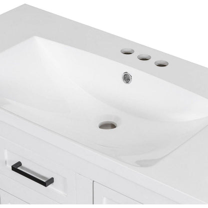 36" Bathroom Vanity Cabinet with Resin Integrated Sink - 4 Drawers, 2 Doors