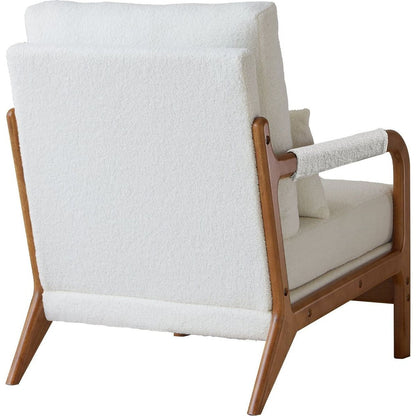 Modern Teddy Fabric Accent Chair,Wood Frame Armchair for Living Room