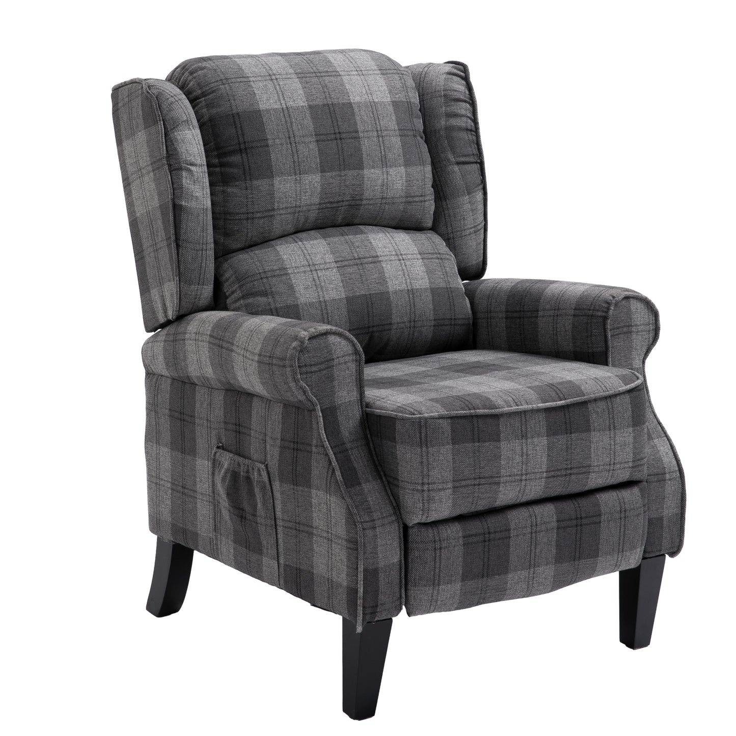 Vintage Armchair Sofa Comfortable Upholstered leisure chair / Recliner Chair for Living Room(Grey Check)