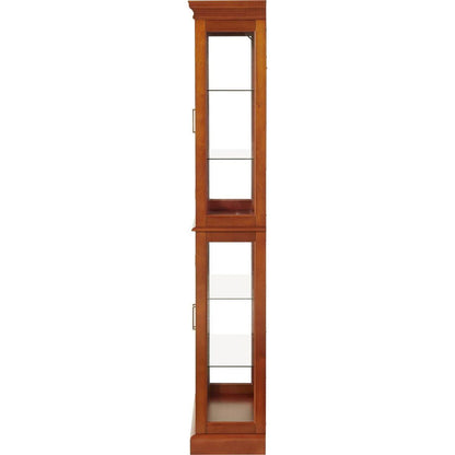 Curio Cabinet Lighted Curio Diapaly Cabinet with Adjustable Shelves and Mirrored Back Panel, Tempered Glass Doors (Walnut, 6 Tier), (E26 light bulb not included)