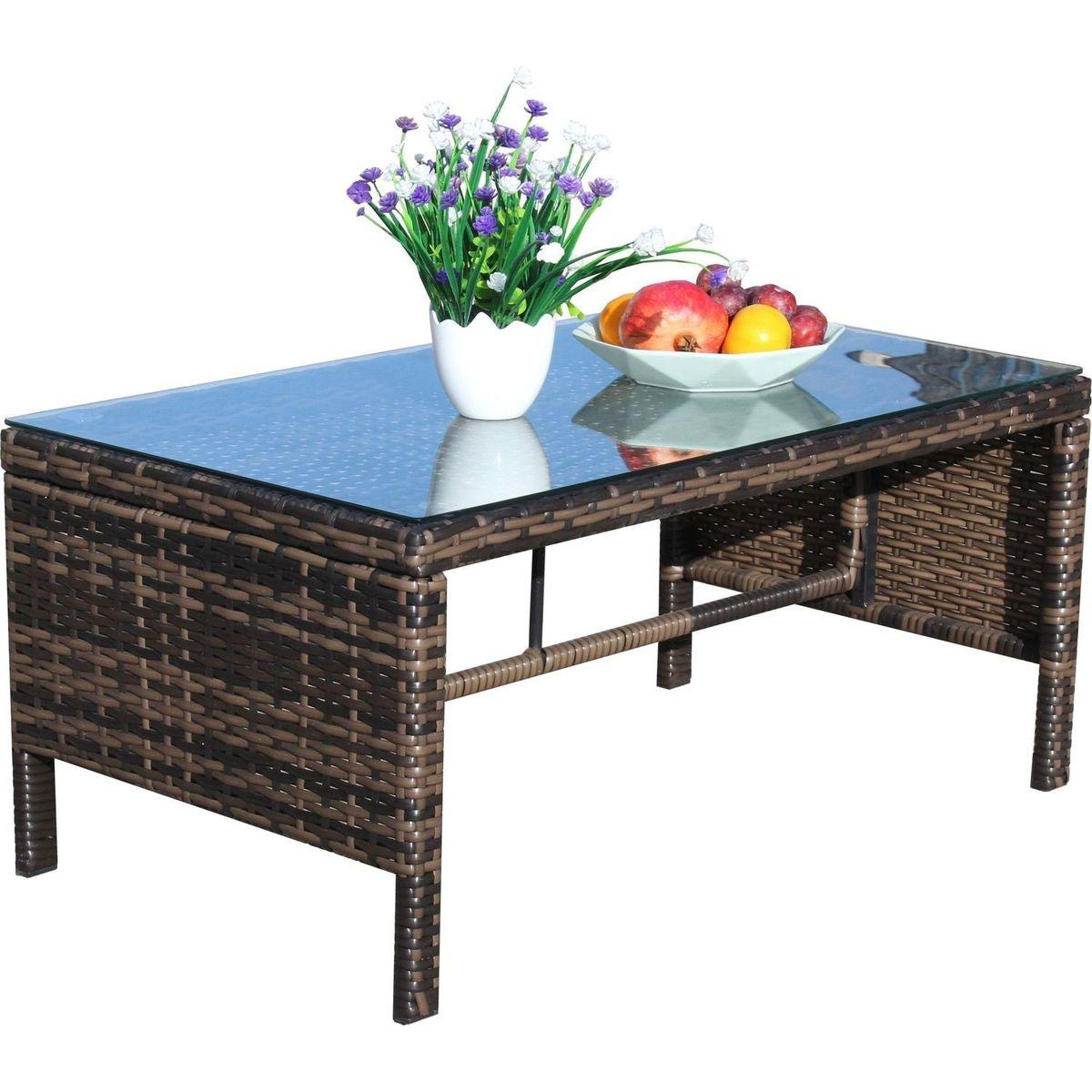 Outdoor patio Furniture 1 Coffee Table with clear tempered glass