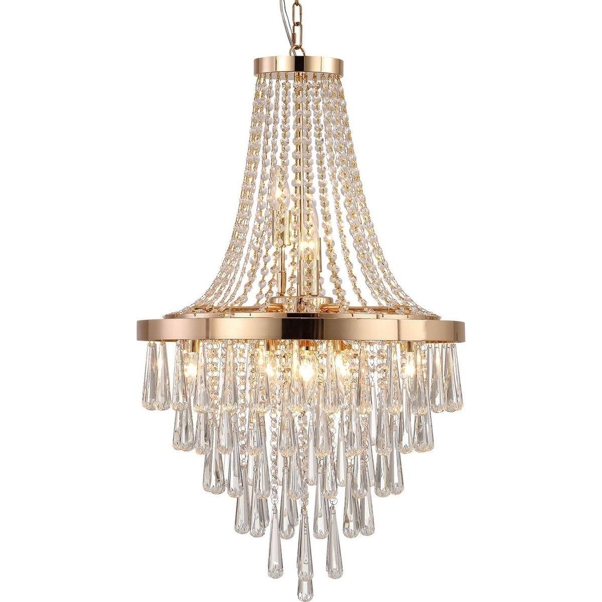 Gold Crystal Chandeliers,Large Contemporary Luxury Ceiling Lighting for Living Room Dining Room Bedroom Hallway (Bulbs Not Included)