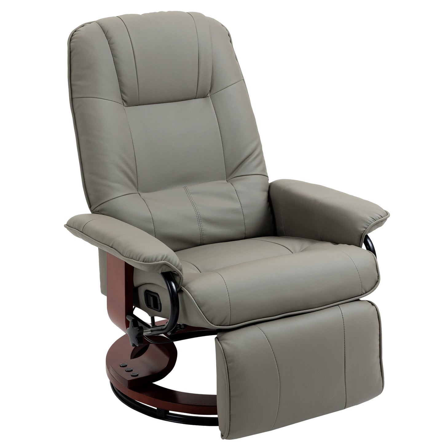 Faux Leather Manual Recliner with Swivel Wood Base Padded Armrest