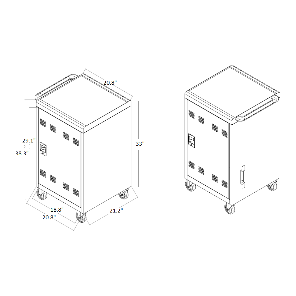 Mobile Charging Cart and Cabinet for Tablets Laptops 35-Device (B30PLUS)
