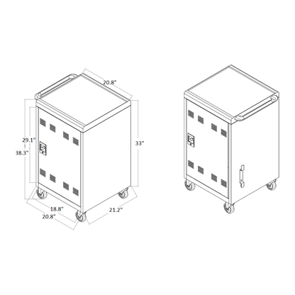 Mobile Charging Cart and Cabinet for Tablets Laptops 35-Device (B30PLUS)