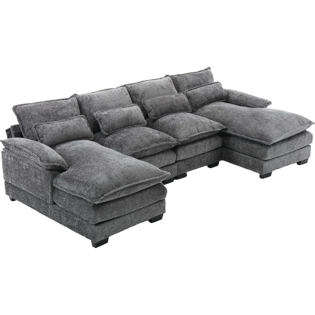 Modern Large chenille Fabric U-Shape Sectional Sofa