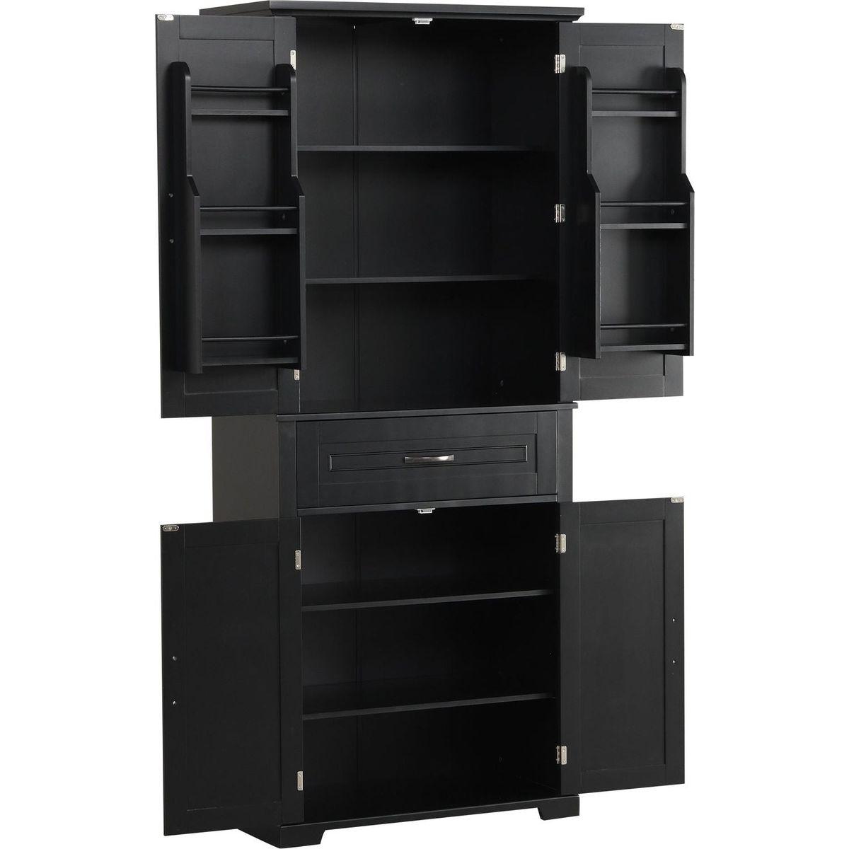 Bathroom Storage Cabinet with Doors and Drawer, Multiple Storage Space, Adjustable Shelf, Black