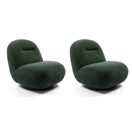 2PCS. Luxury Modern Swivel Accent Chair, Tight Back Ice Flower Velvet Sofa Chair, Minimalist Style Comfy Single Cloud Chair Armless Cozy Chair for Living Room Apartment Reception Space