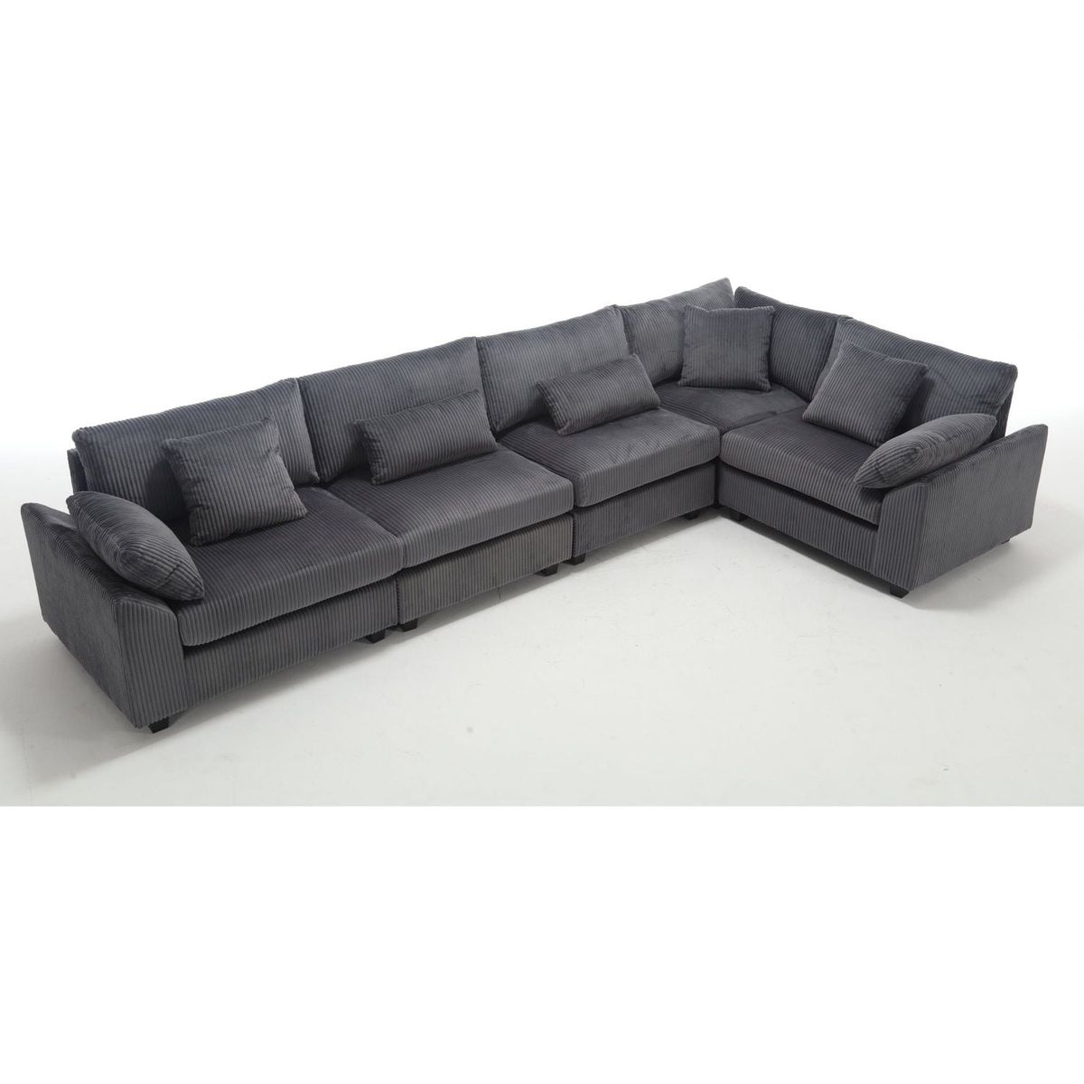 {NEW ARRIVAL VIDEO PROVIDED} Oversized Modular Sectional Sofa Couches Set,Corduroy Upholstered Deep Seat Comfy Sofa for Living Room 5 Seat,Dark Gray