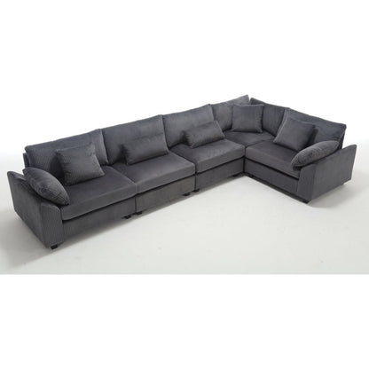 {NEW ARRIVAL VIDEO PROVIDED} Oversized Modular Sectional Sofa Couches Set,Corduroy Upholstered Deep Seat Comfy Sofa for Living Room 5 Seat,Dark Gray