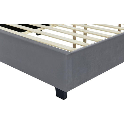 Queen Size Upholstered Platform Bed with Big Headboard, Bedroom Furniture, Velvet, Gray