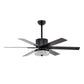 52 Inch Indoor Modern LED Ceiling Fan with Light and Remote Control, Reversible 5 Blades, Reversible Motor - (Matte Black)