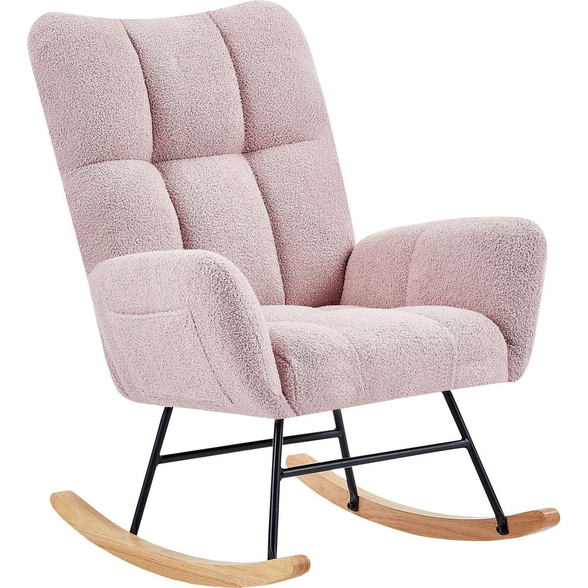 pink teddy fabric rocking chair