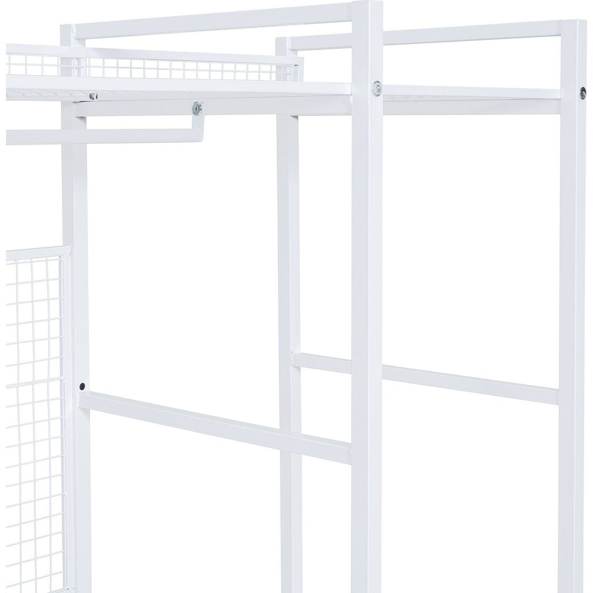 Open-Style Wardrobe with Hanging Rails, Shelves and Drawers, White
