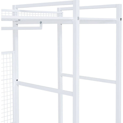 Open-Style Wardrobe with Hanging Rails, Shelves and Drawers, White