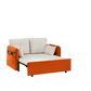 53" Modern Convertible Sofa Bed w/2 Removable Armrests w/USB Power Port, Velvet Recliner Adjustable Sofa w/Head Pull-Out Bed, 2 Pillows, For Living Room Apartment etc., White-Orange