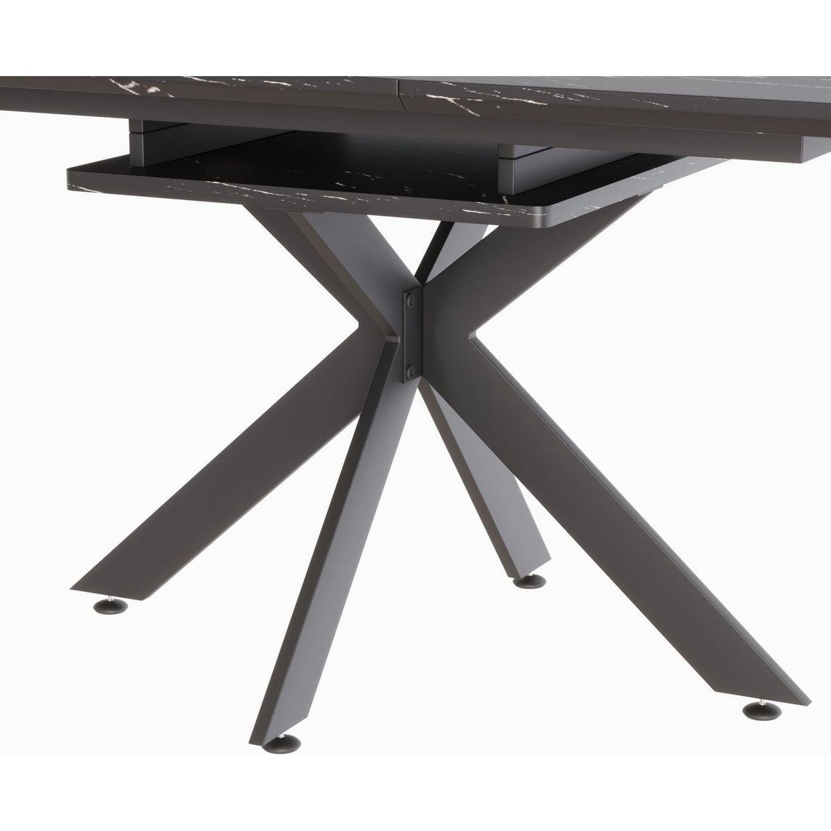 62.4" Extendable 78.15"Very large Black Dining Table Modern Mid-Century Kitchen Table Set for Dining Room, party Table,Conference table,Black metal X shape Legs.