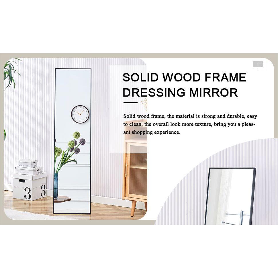 4rd generation black solid wood frame full length mirror, dressing mirror, bedroom porch, decorative mirror, clothing store, floor to ceiling mirror, wall mounted. 58 inches x 15 inches