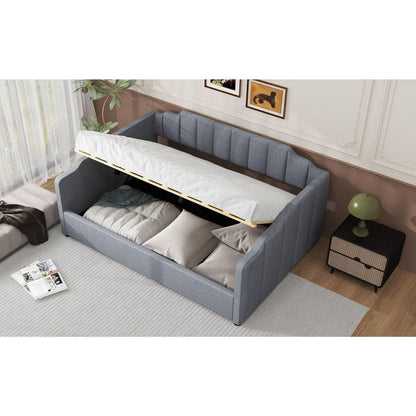 Upholstered Daybed with Underneath Storage,Full Size, Gray